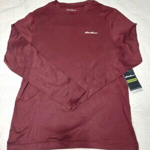 Eddie Bauer Performance Men's LS Crew Neck UnderShirt Dark Berry Size Med New